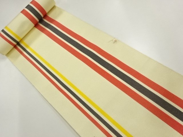 JAPANESE KIMONO / ANTIQUE BOLT FOR HASSUN OBI / WOVEN STRIPE